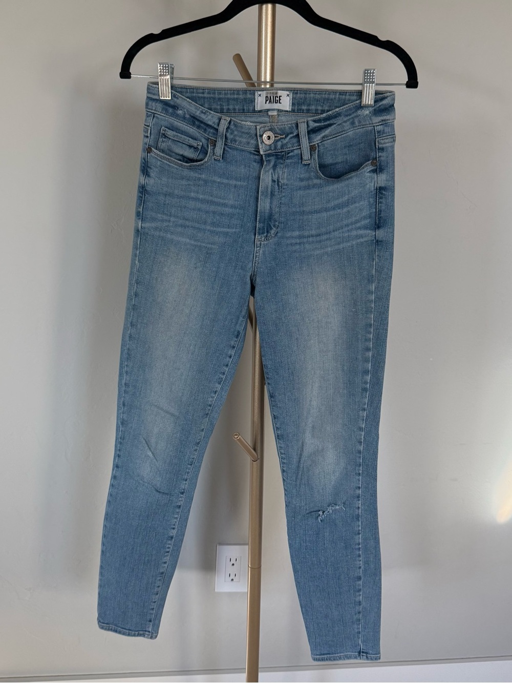 PAIGE Mid-Rise Light Wash Ankle Skinny Jeans